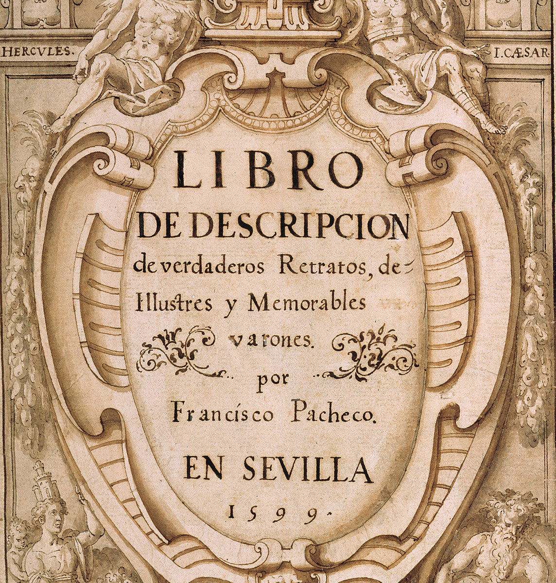 Detalle de la portada del Libro de retratos de Pacheco
